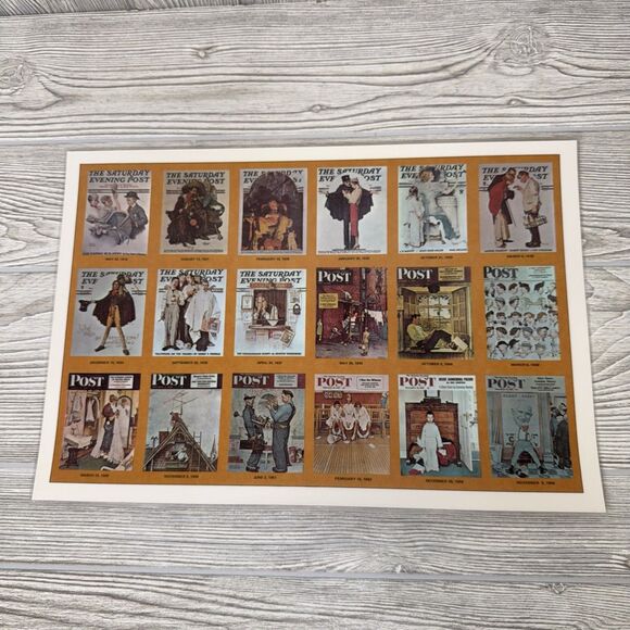Norman Rockwell Saturday Evening Post Laminated Placemats Set Of 4 Vintage 1973 - Picture 4 of 16